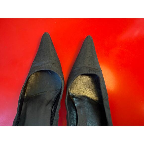 Vintage Gucci Womens 5 B Black Monogram Grosgrain Pointy Heels Classic Cocktail - Picture 9 of 10